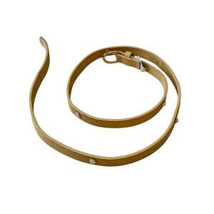 Womens Skinny Embellished Beige Belt Size S M Neutral Minimal Vegan Leather